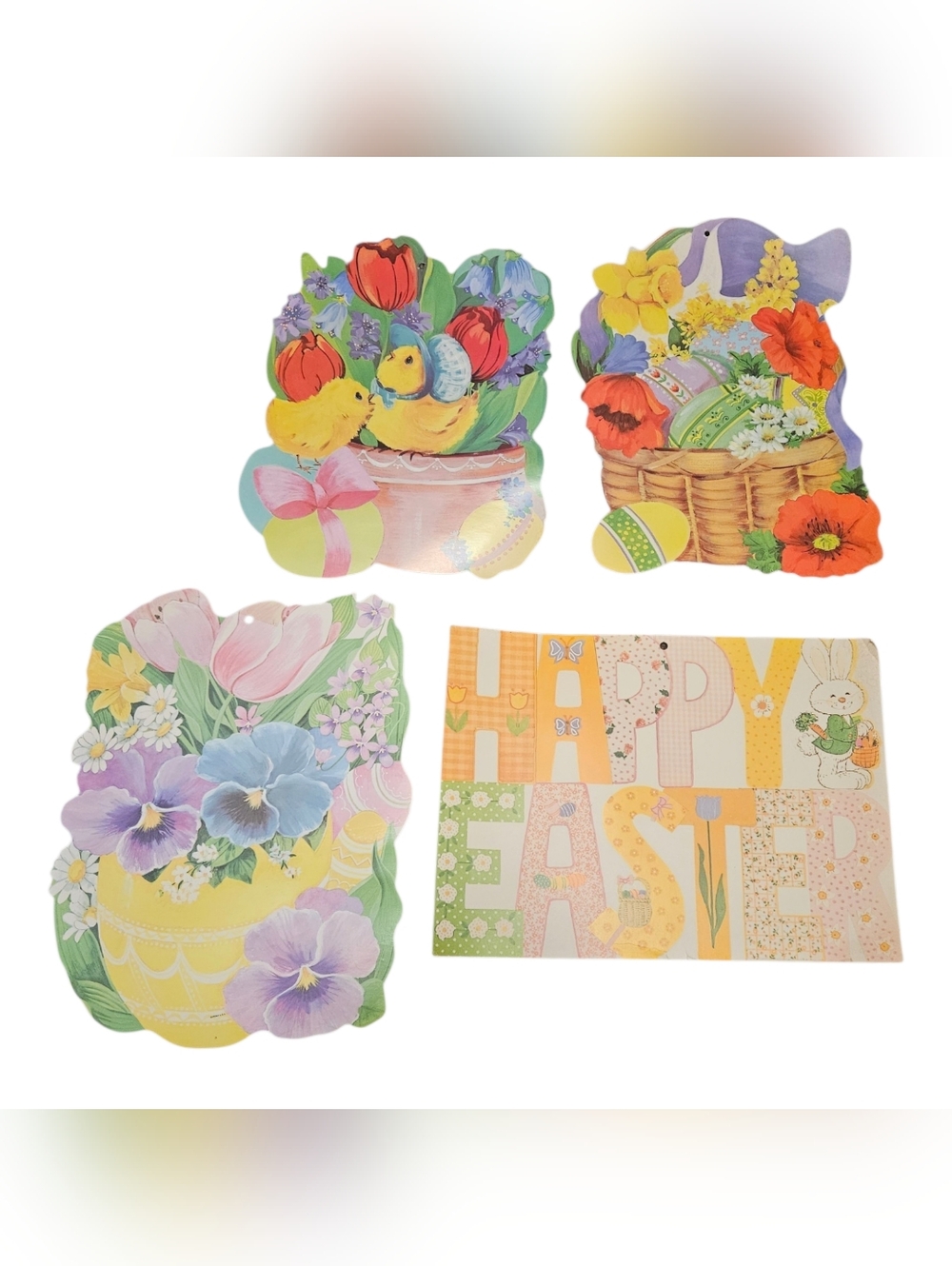 Lot Of 4 Vintage Eureka Easter Die Cut Paper Decoration Spring Some Tape Remains